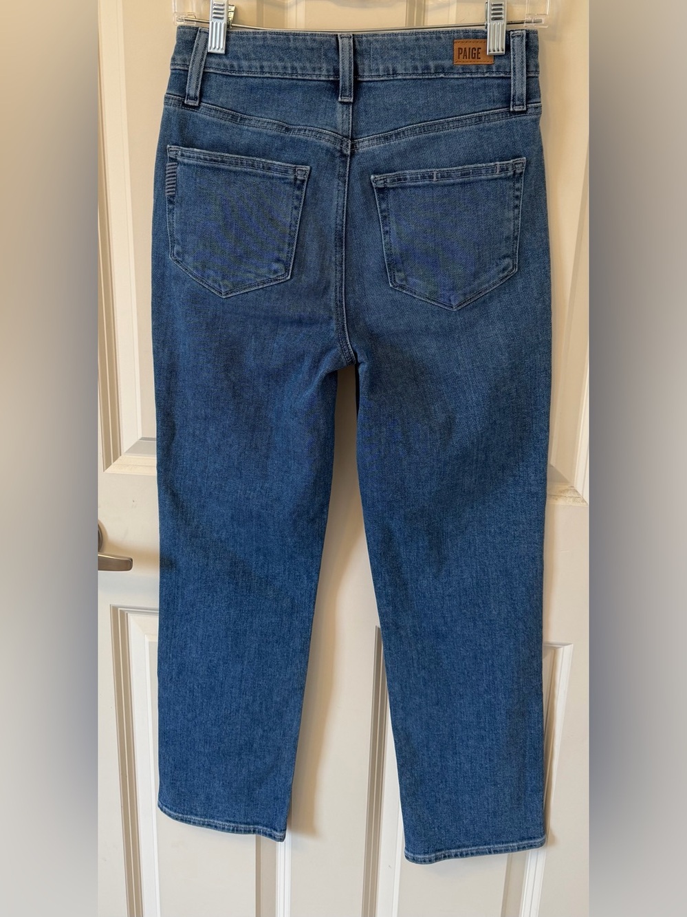 PAIGE Sarah Straight Leg Stretch Denim Jeans, Classic Blue, Size 26 - Picture 5 of 13
